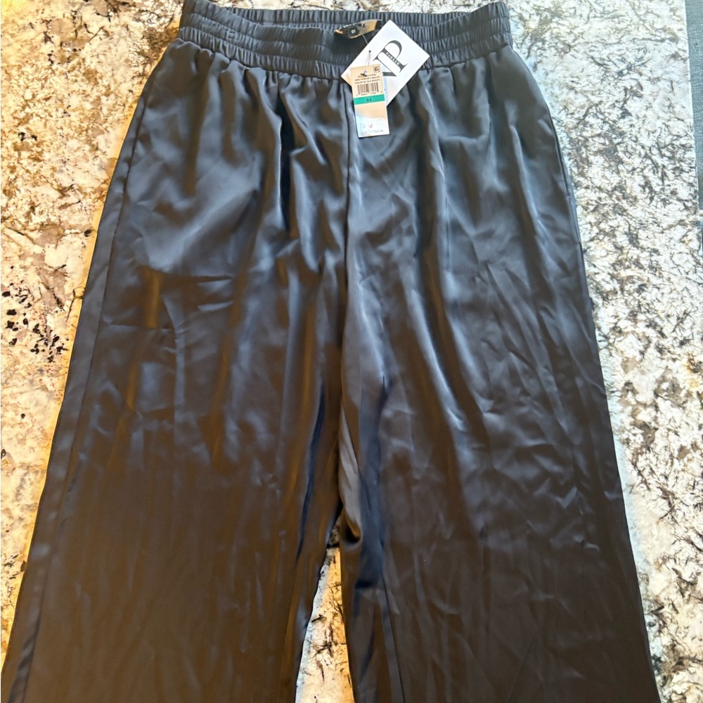 NWT Nina Parker Satin Black Wide Leg Women's Pants in 0x